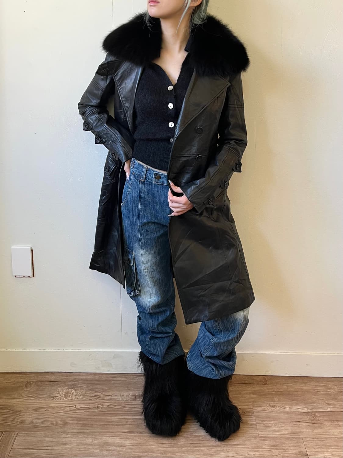 LAGERFELD x SAGA FOX 퍼 레더 자켓  상품이미지4