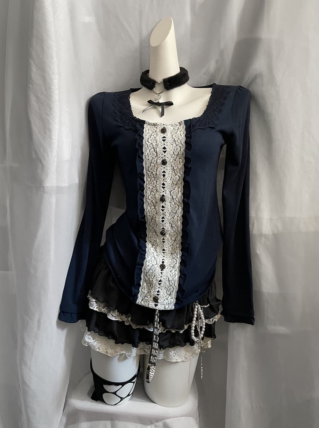 Axes femme top 엑시즈팜 네이비 탑 상품이미지1