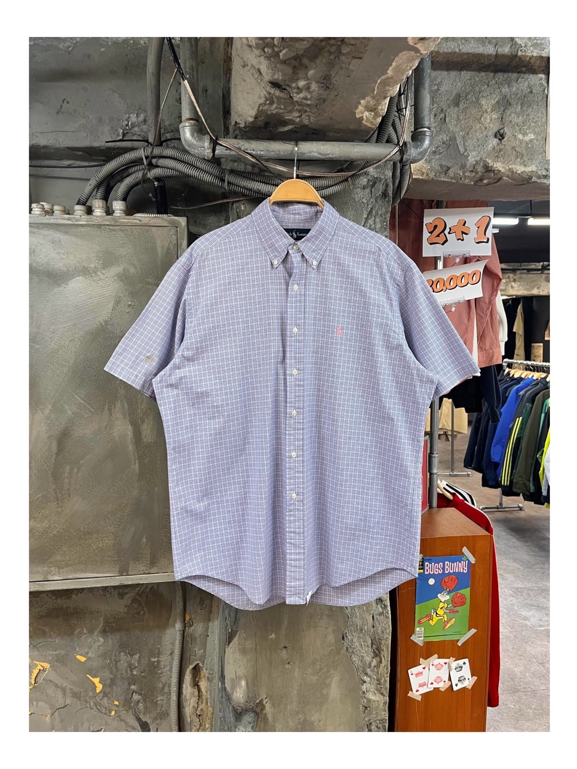 폴로 랄프로렌 체크 반팔 셔츠 퍼플 L #csz3350 상품이미지1