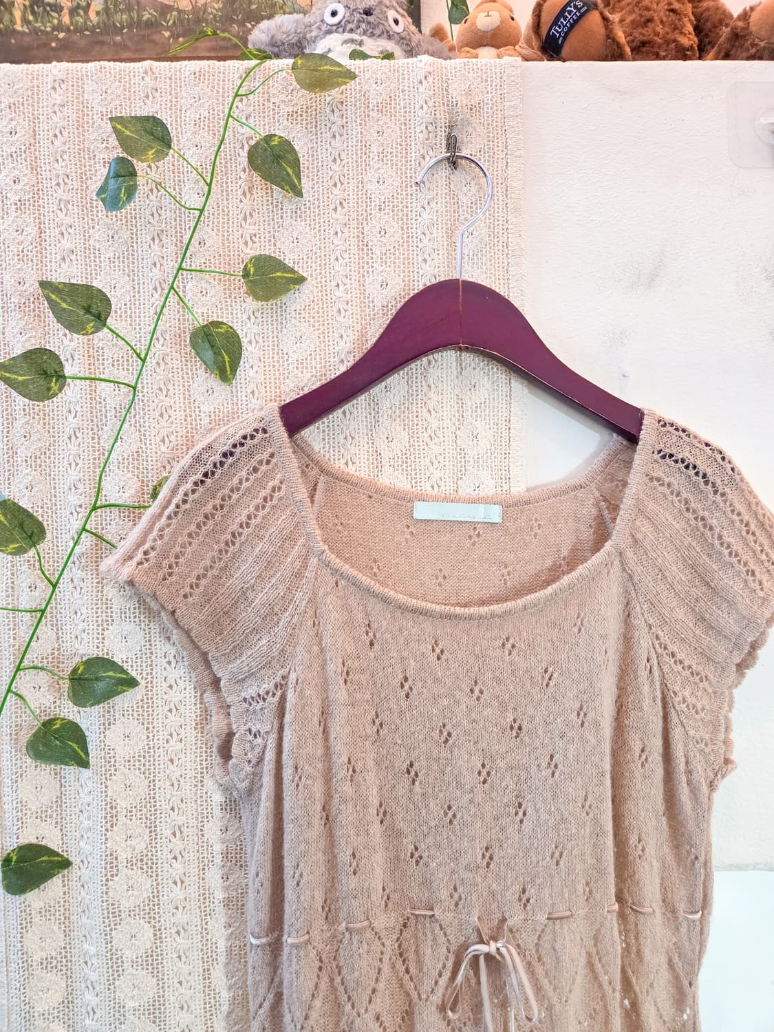 핑크 반팔 니트 탑 상품이미지2