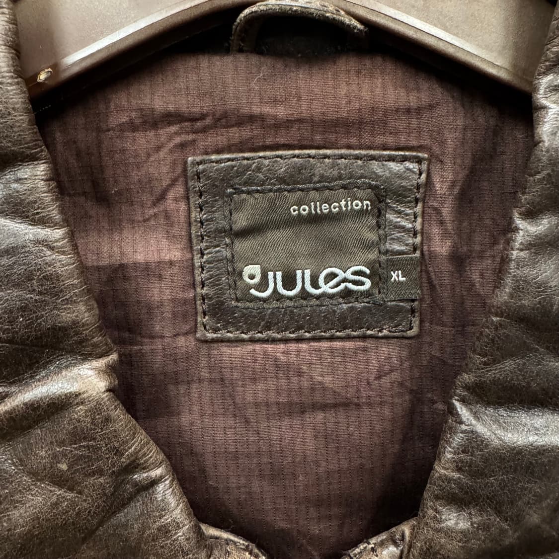 JULES 빈티지 레더 플라이트 자켓 투포켓 디테일 브라운 상품이미지5