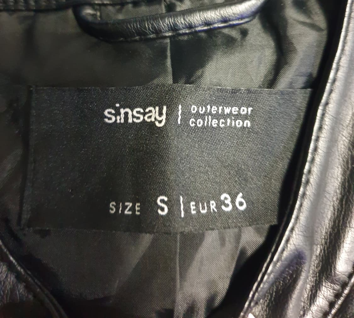 SINSAY 레이디스 크롭 딱붙핏 라이더 가죽자켓 블랙 (S) 상품이미지3