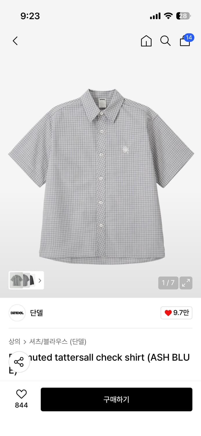 DD muted tattersall check shirt ASH BLUE 상품이미지1