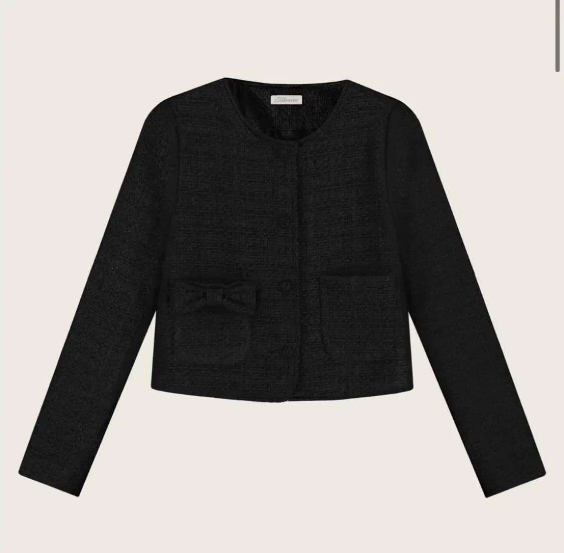 클리시어 리본 트위드 자켓 블랫 상품이미지1