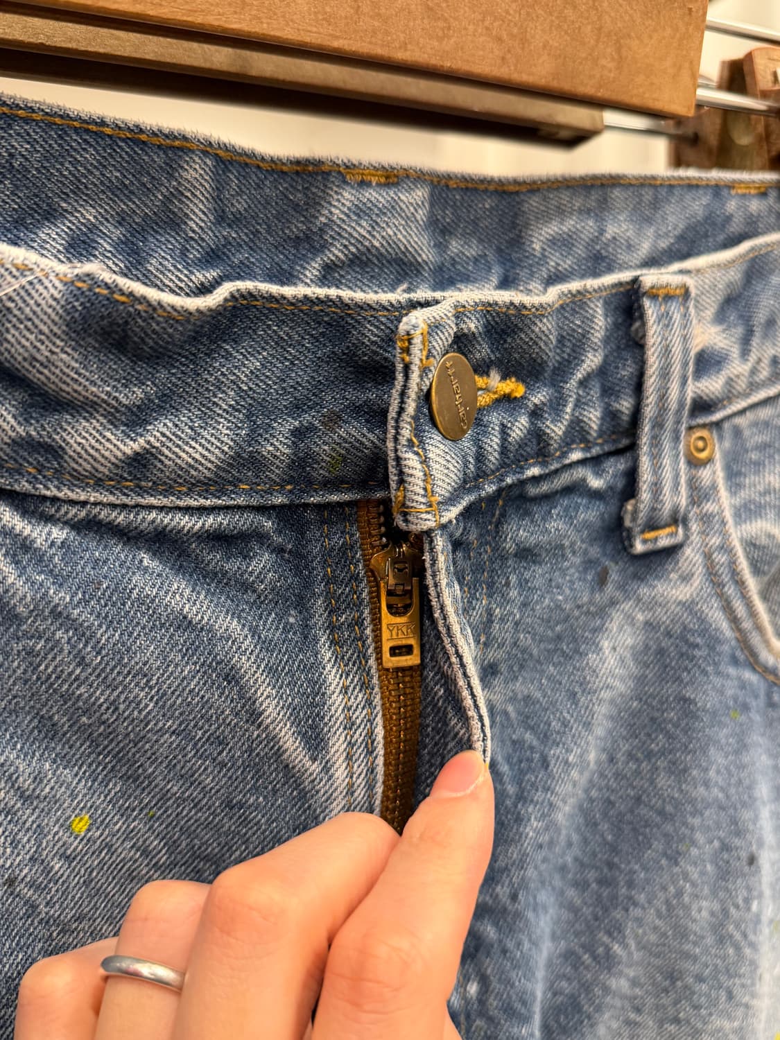 90-00s Carhartt 칼하트 페인팅 데님 팬츠 (36inch) 상품이미지4