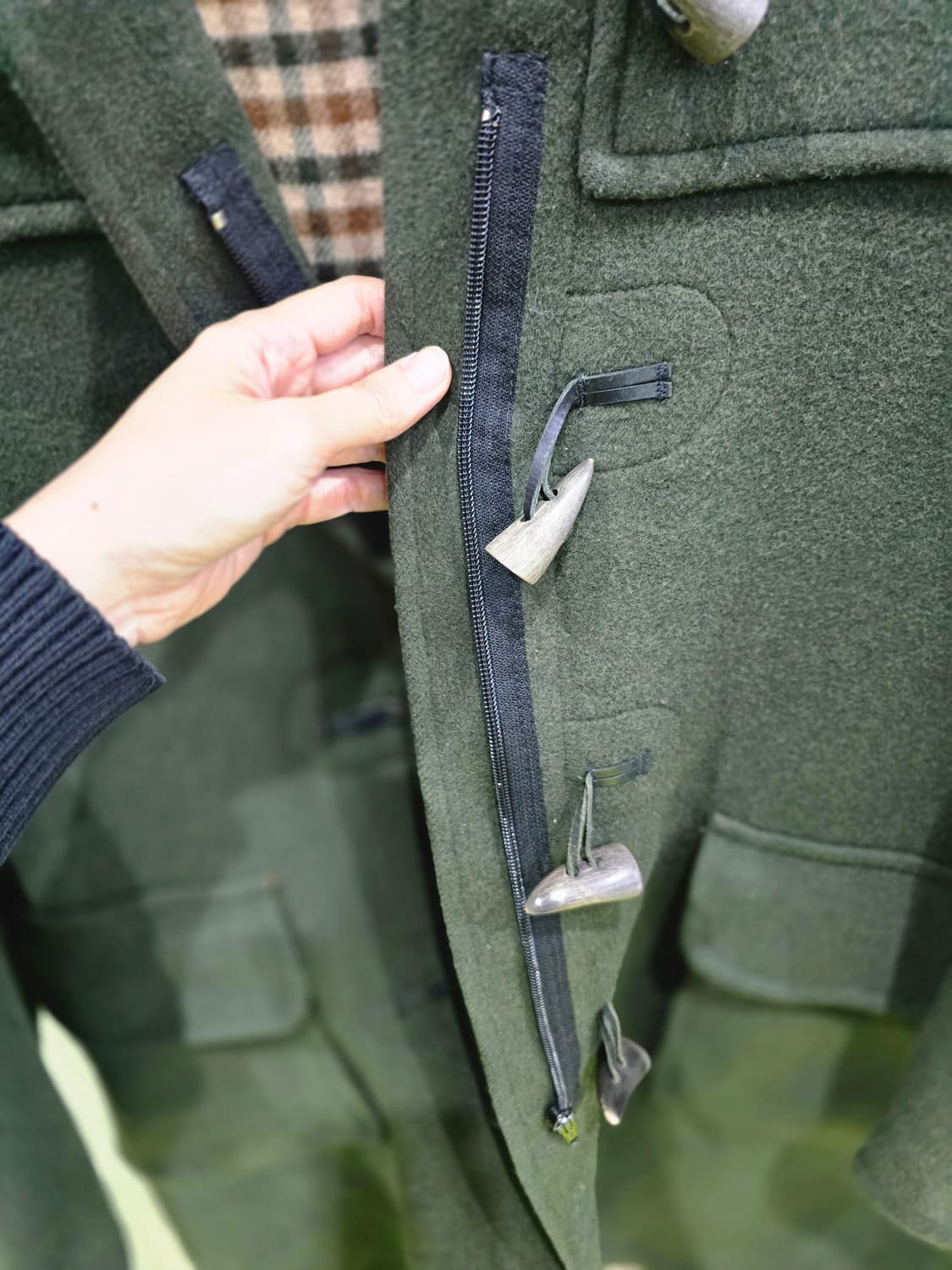 Aquascutum 후드 떡볶이 코트 다크 그린 상품이미지8