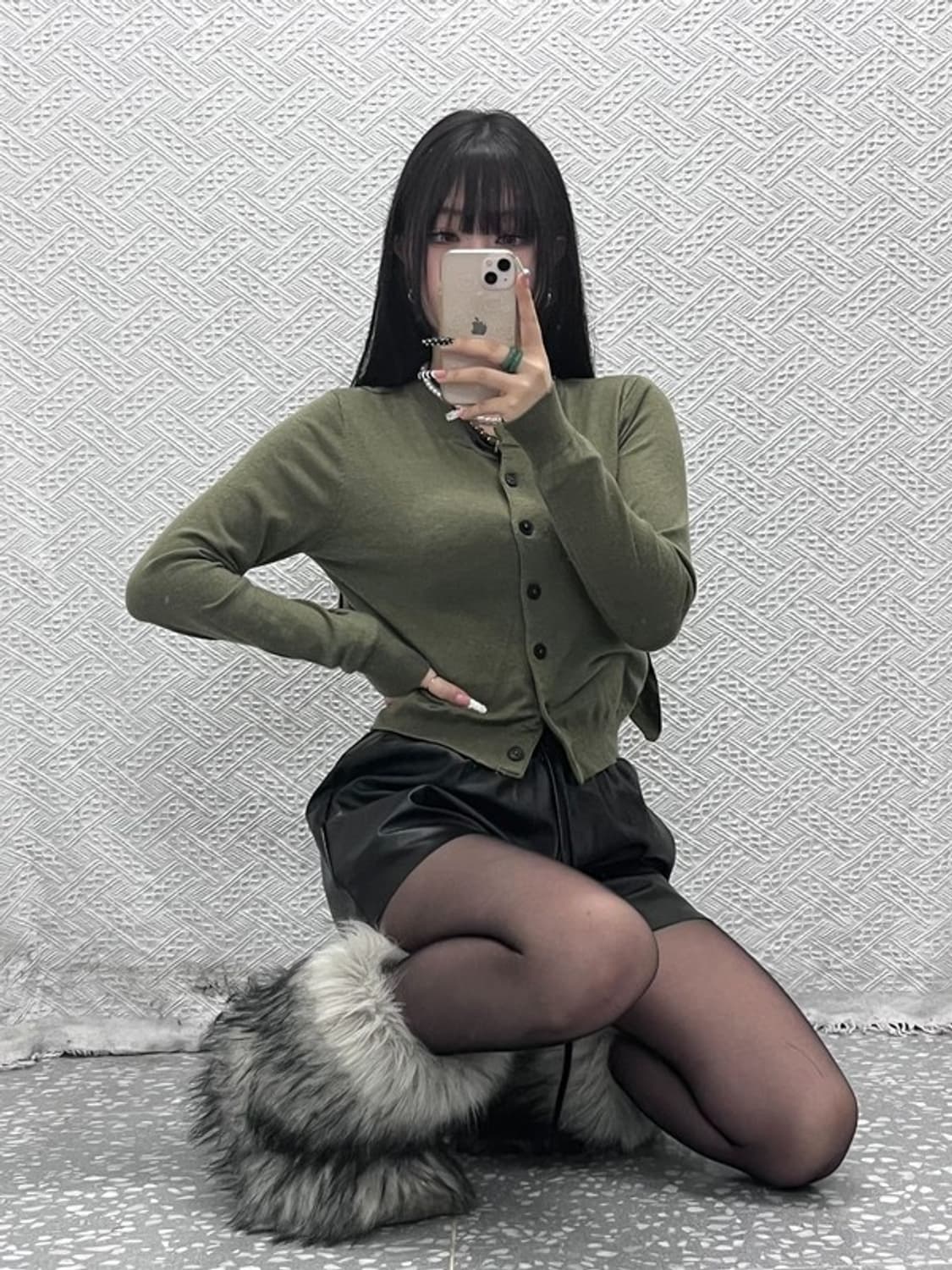 자라 세일러카라 말차카키 슬림 세미크롭 가디건 85 C10280 상품이미지1