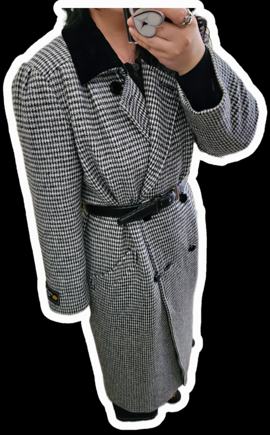 Maduson 하운드투스체크 앙고라 더블 롱코트 상품이미지3