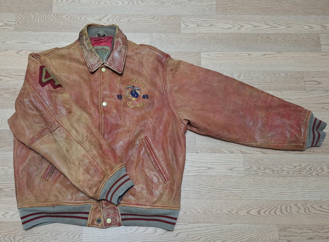 90s USA 빈티지 아비렉스 레더 바시티 자켓 상품이미지2