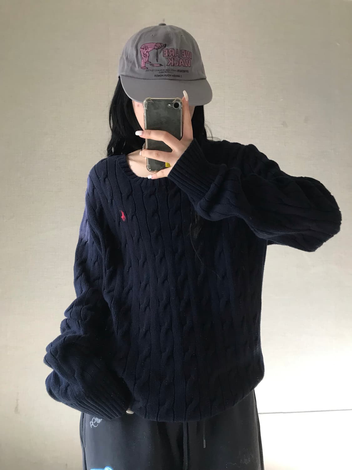 폴로 네이비 케이블 니트 상품이미지1