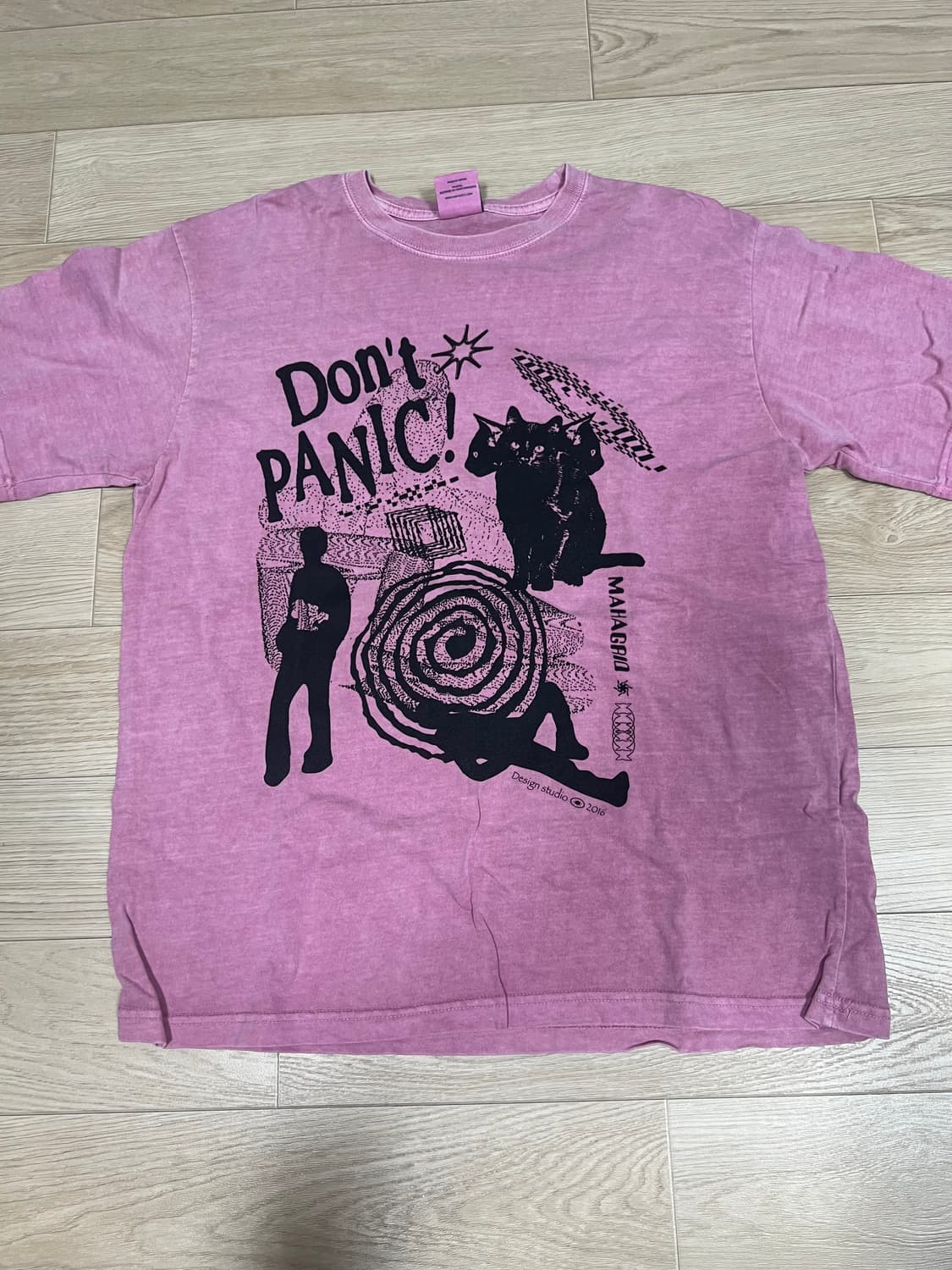 마하그리드 돈패닉 피그먼트 반팔 티셔츠 핑크 상품이미지6