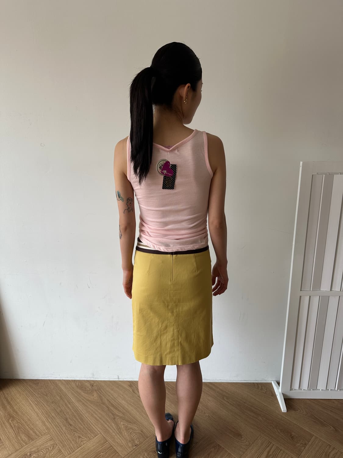 로즈 레터링 핑크 슬리브리스 탑 (DEADSTOCK) 상품이미지5