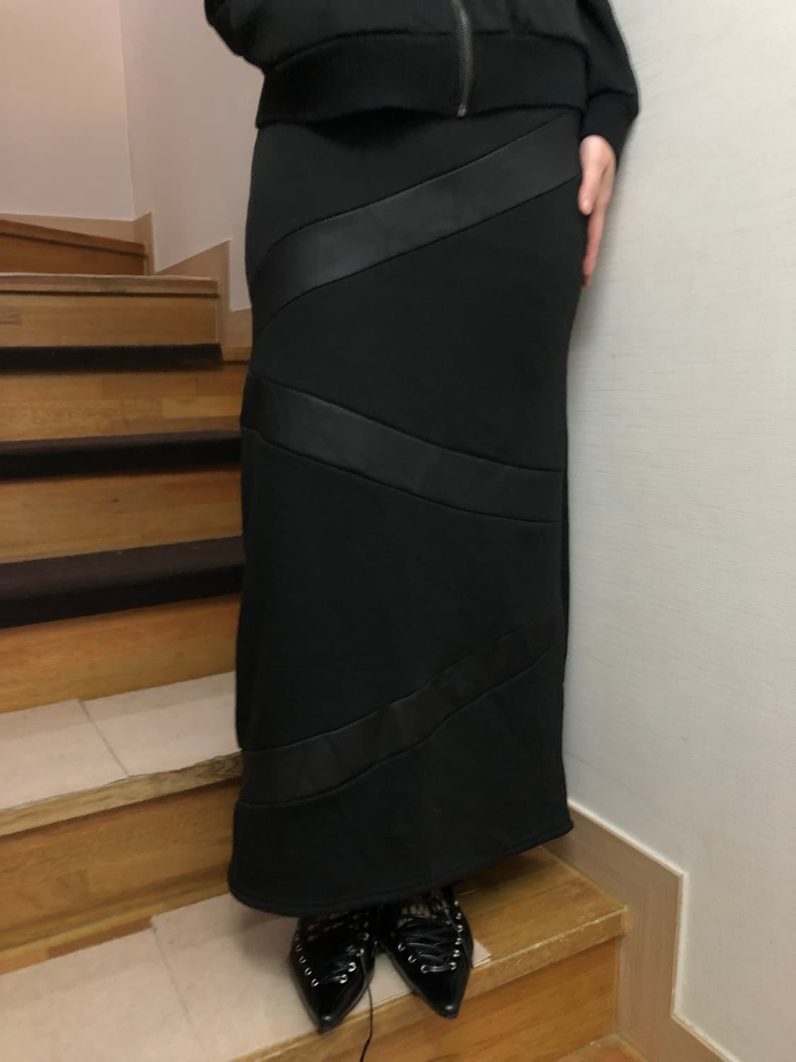 빈티지 블랙 레더 패치 셋업 상품이미지7