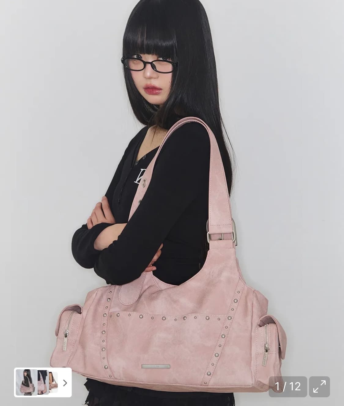 일리고 루프 더블 포켓 숄더 백 핑크 상품이미지2