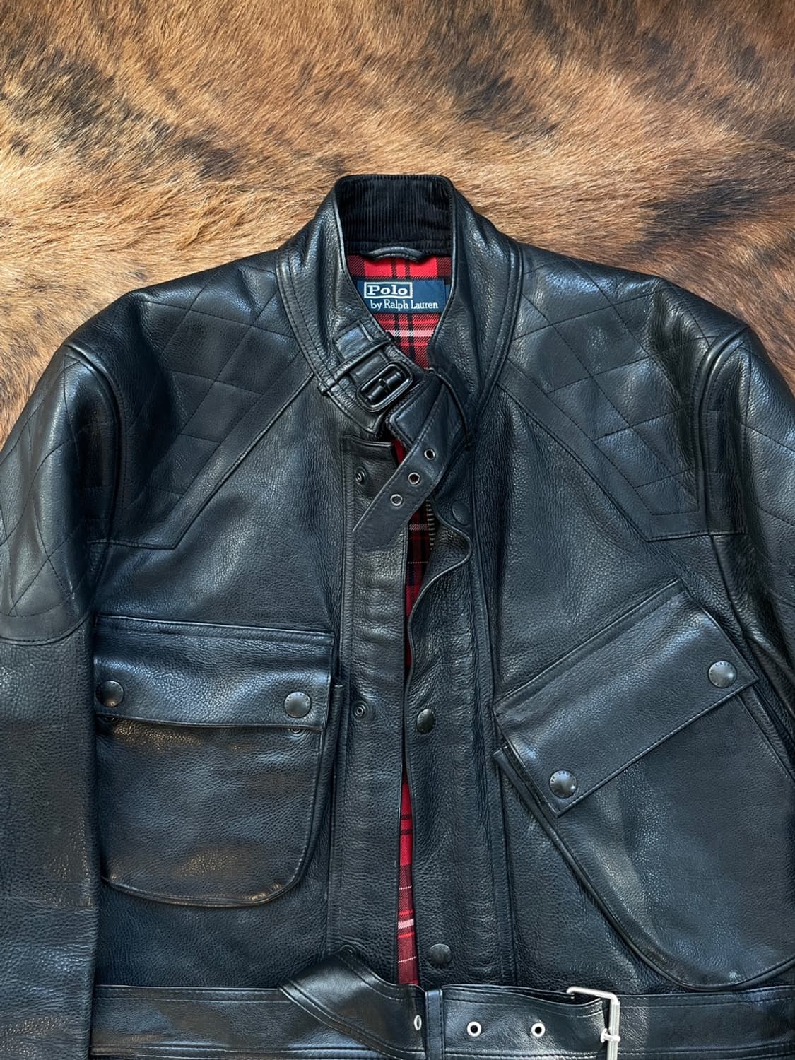 폴로 랄프로렌 4포켓 벨티드 바이커 레더 자켓 상품이미지4