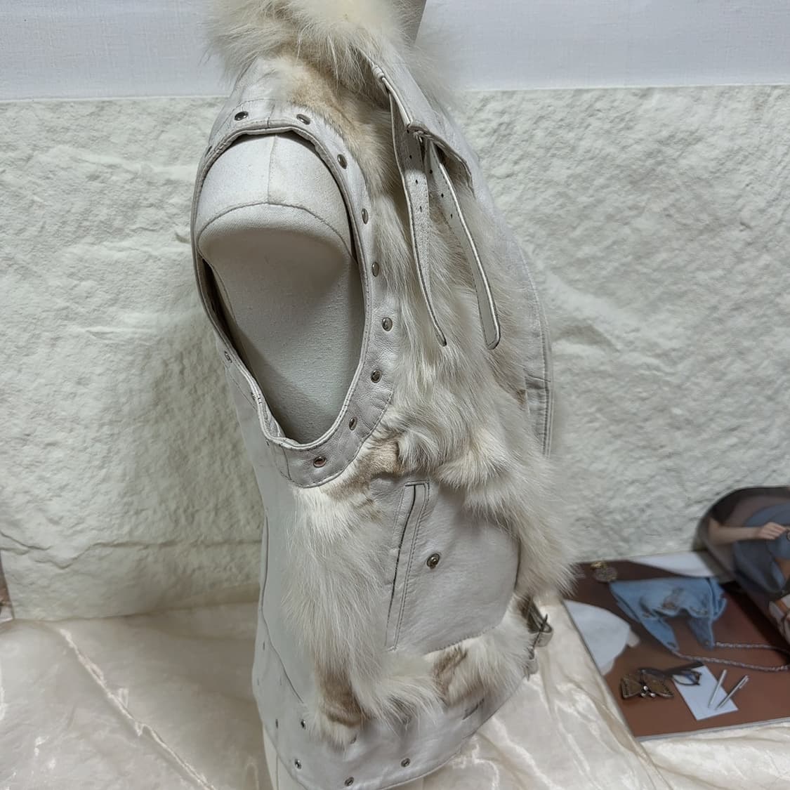 빈티지 고딕 여우털 폭스퍼 양가죽 조끼 베스트 상품이미지3