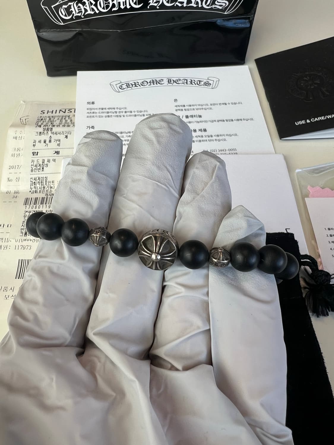 크롬하츠 8mm 블랙 오닉스 비즈 팔찌 상품이미지2