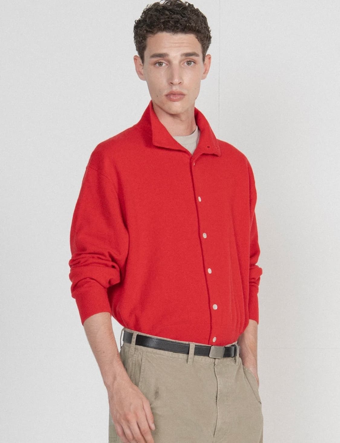 [브라운야드]Cashmere Stand Collar 가디건 레드_(4) 상품이미지3