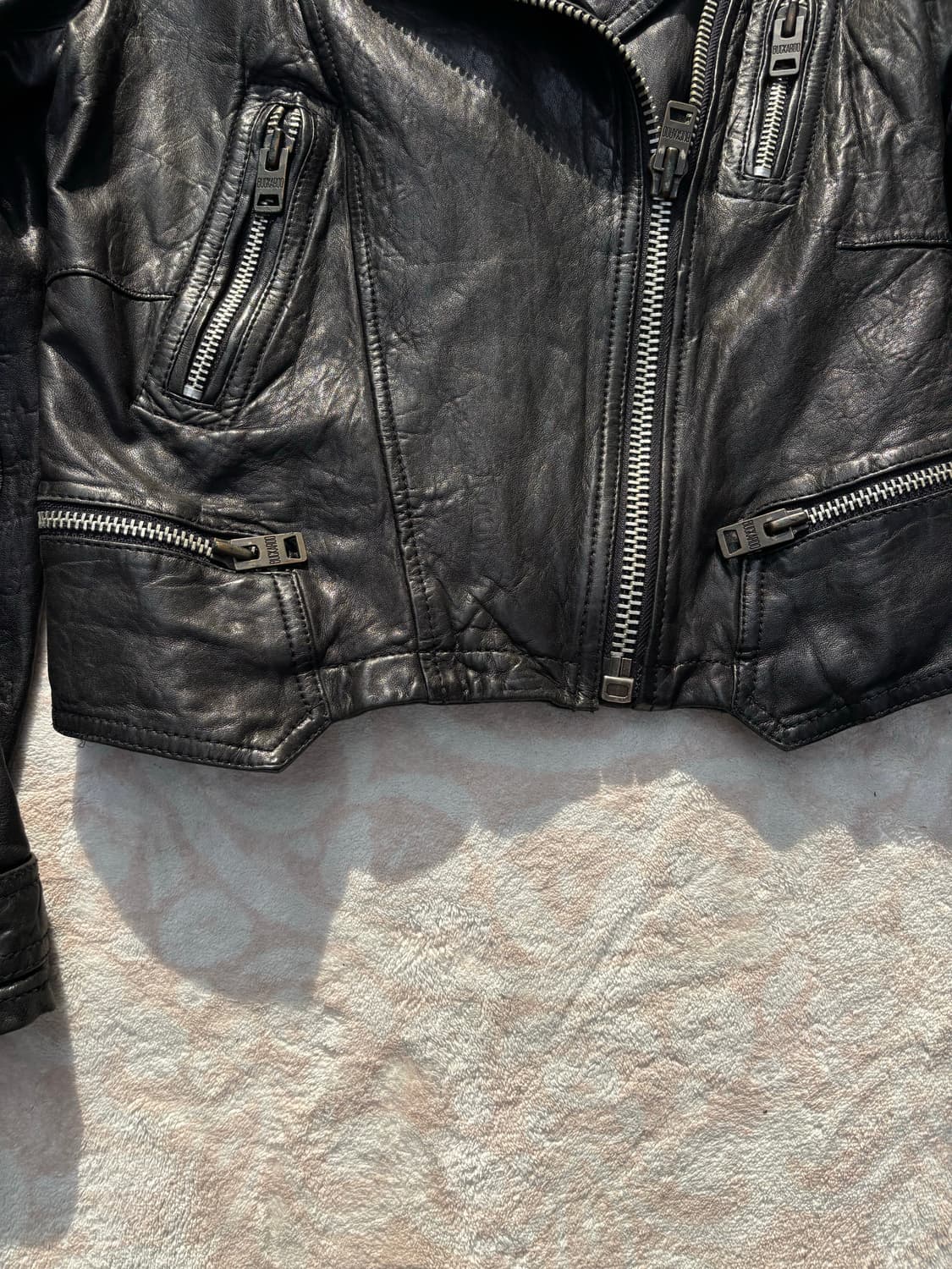 BUCKAROO y2k 리얼레더 크롭 더블라이더자켓 상품이미지3