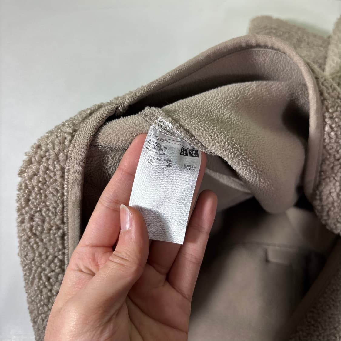 우먼M-L 유니클로 베이지 뽀글이 후리스자켓 상품이미지5