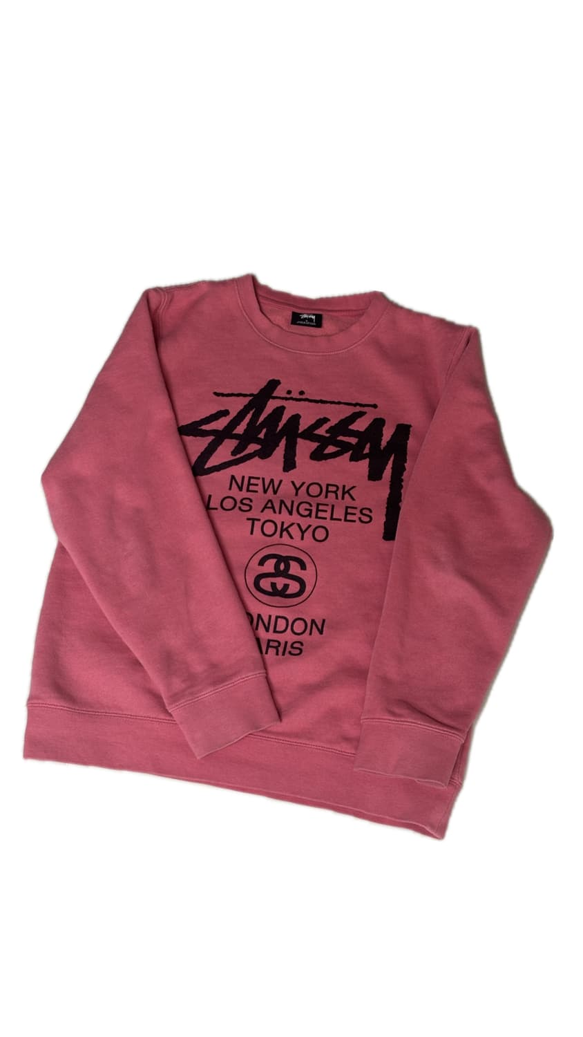 스투시 월드투어 맨투맨 핑크 상품이미지1