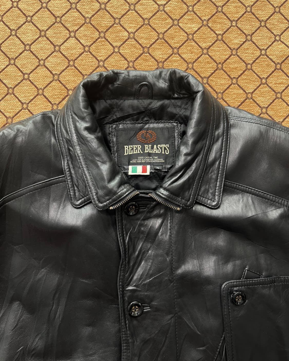 BEER BLASTS Lambskin 더블 카라 레더 자켓 상품이미지1