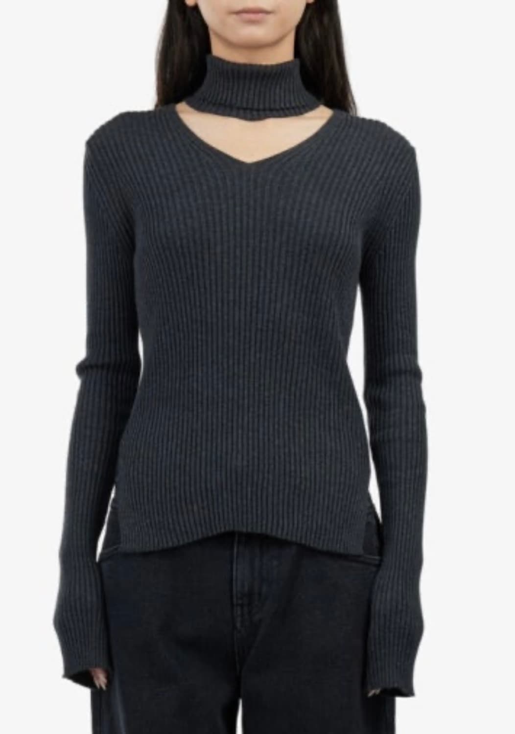 메종마레 코튼슬림 니트 차콜 34 상품이미지2