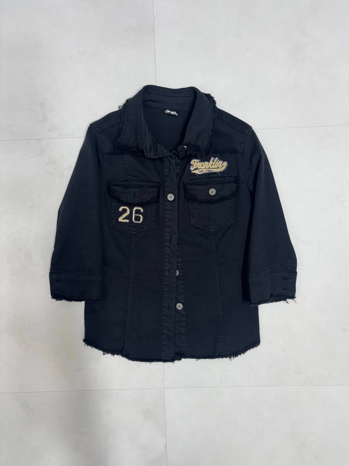 빈티지 레터링 3/4 슬리브 셔츠 상품이미지3