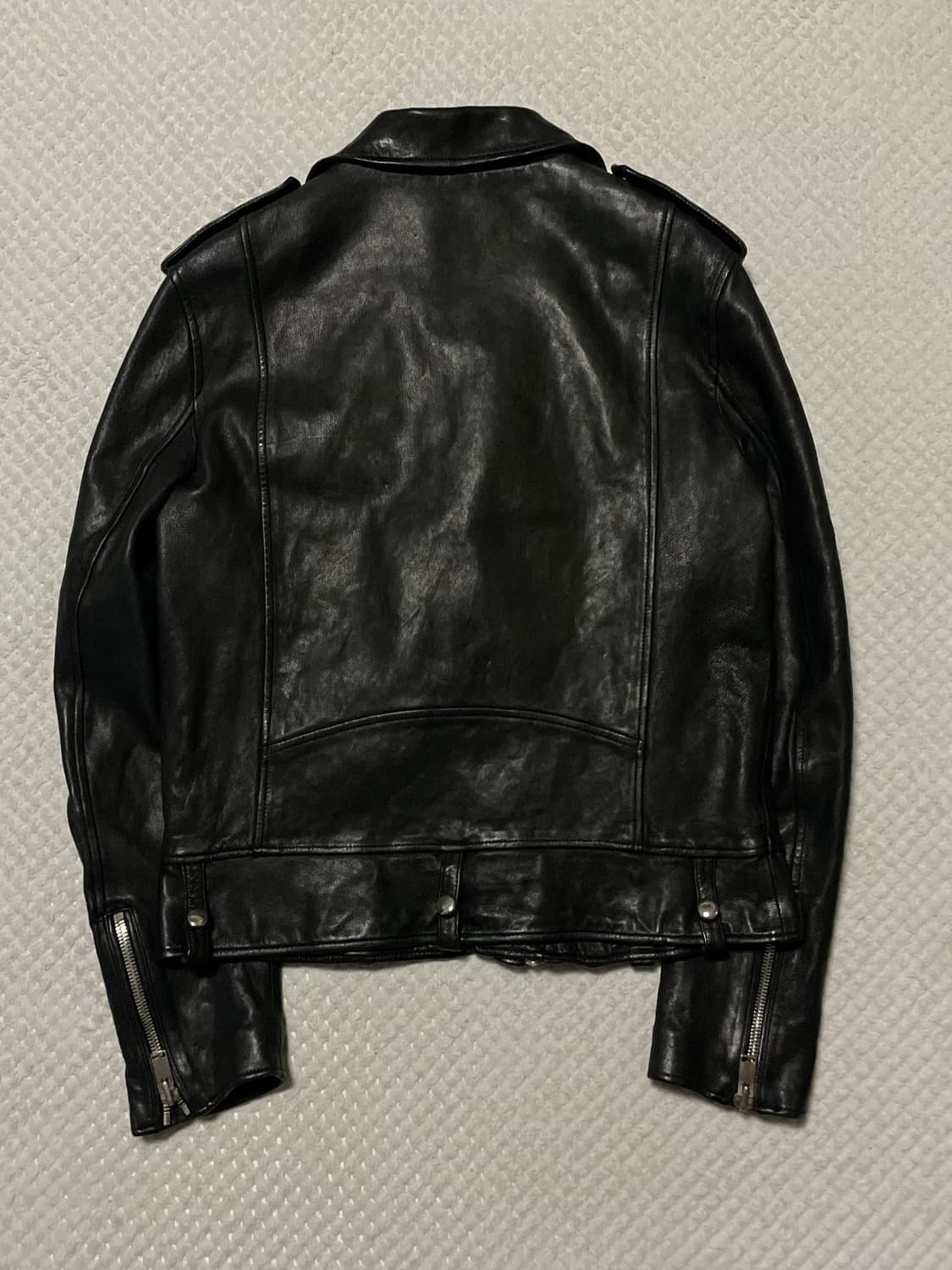 광희시장 웨스턴 무드 양가죽 2WAY 사선 지퍼 디테일 절개 레더 자켓 상품이미지2