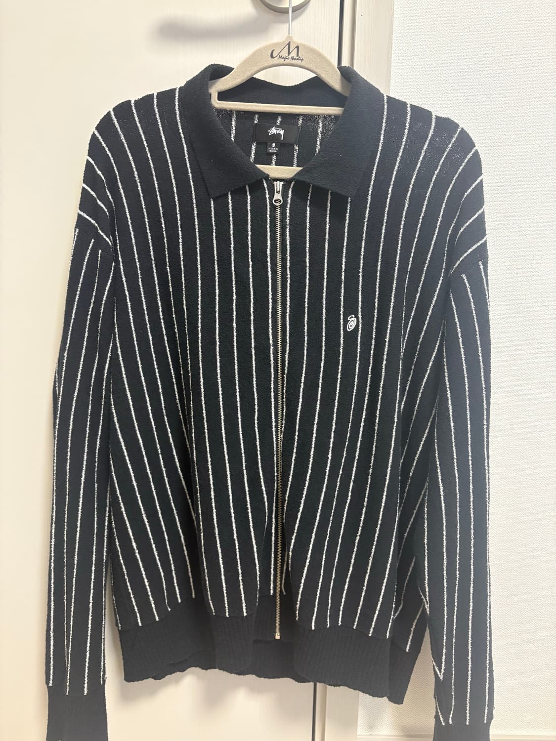 스투시 라이트웨이트 롱슬리브 집 폴로 블랙 스트라이프 s사이즈 상품이미지2