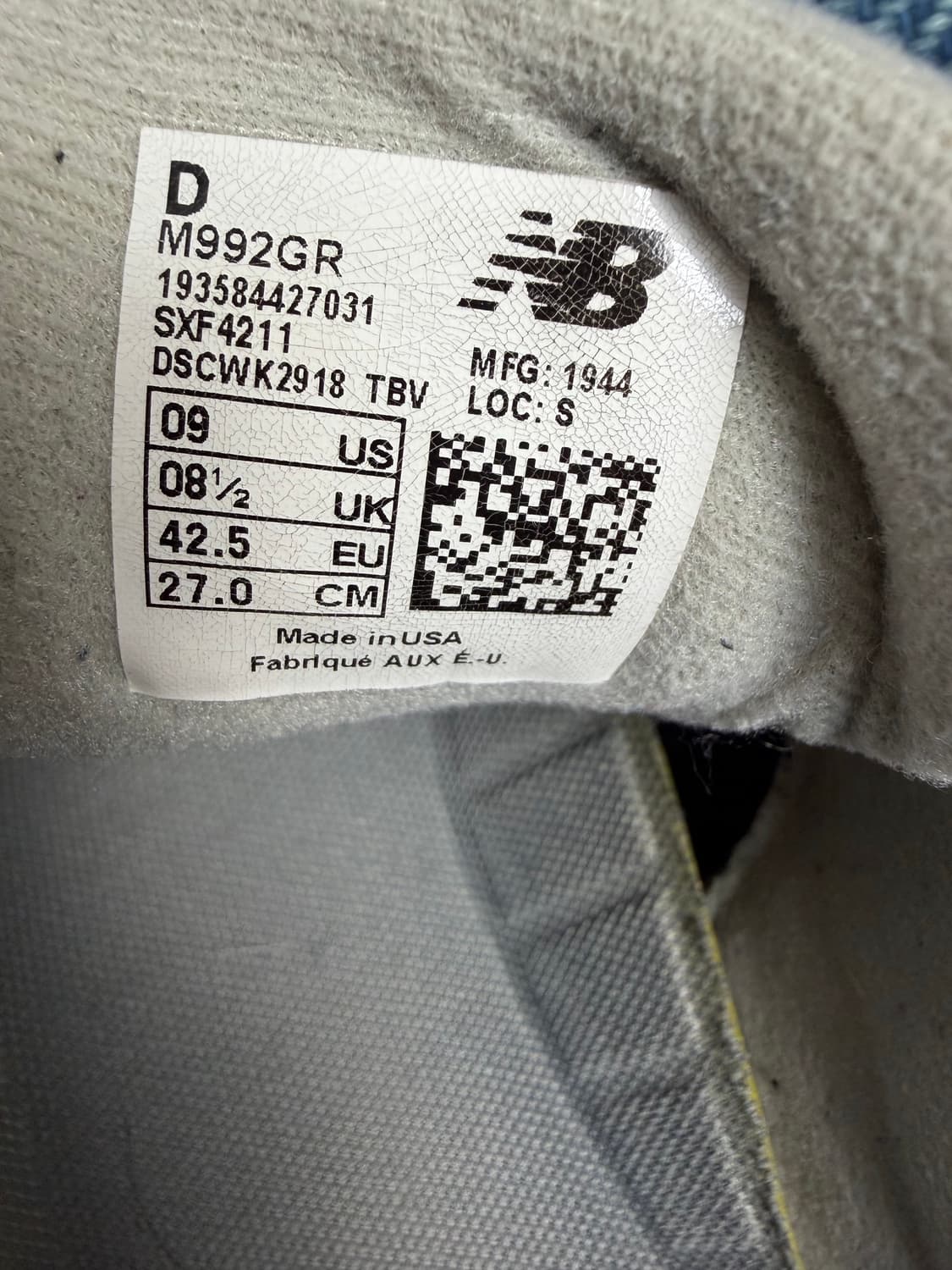 뉴발란스 992 그레이 클래식 (M992GR) - Made in USA 상품이미지6