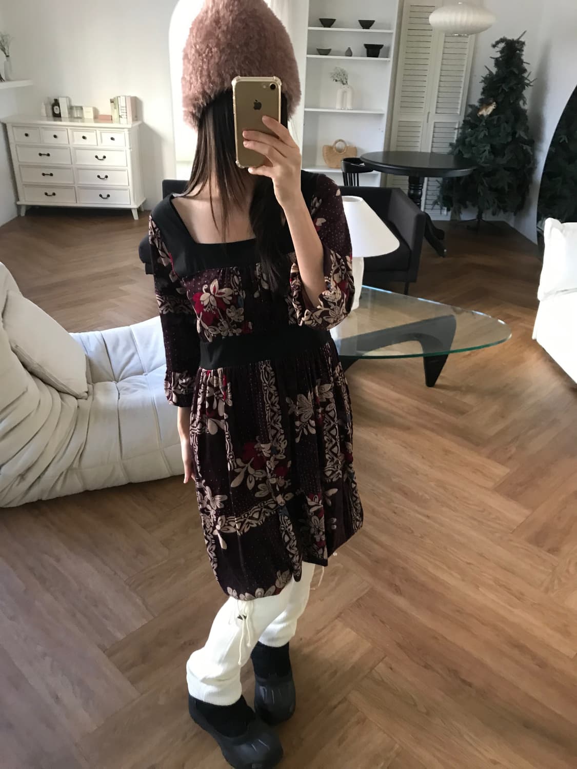 vintage velvet pattern one-piece 상품이미지2