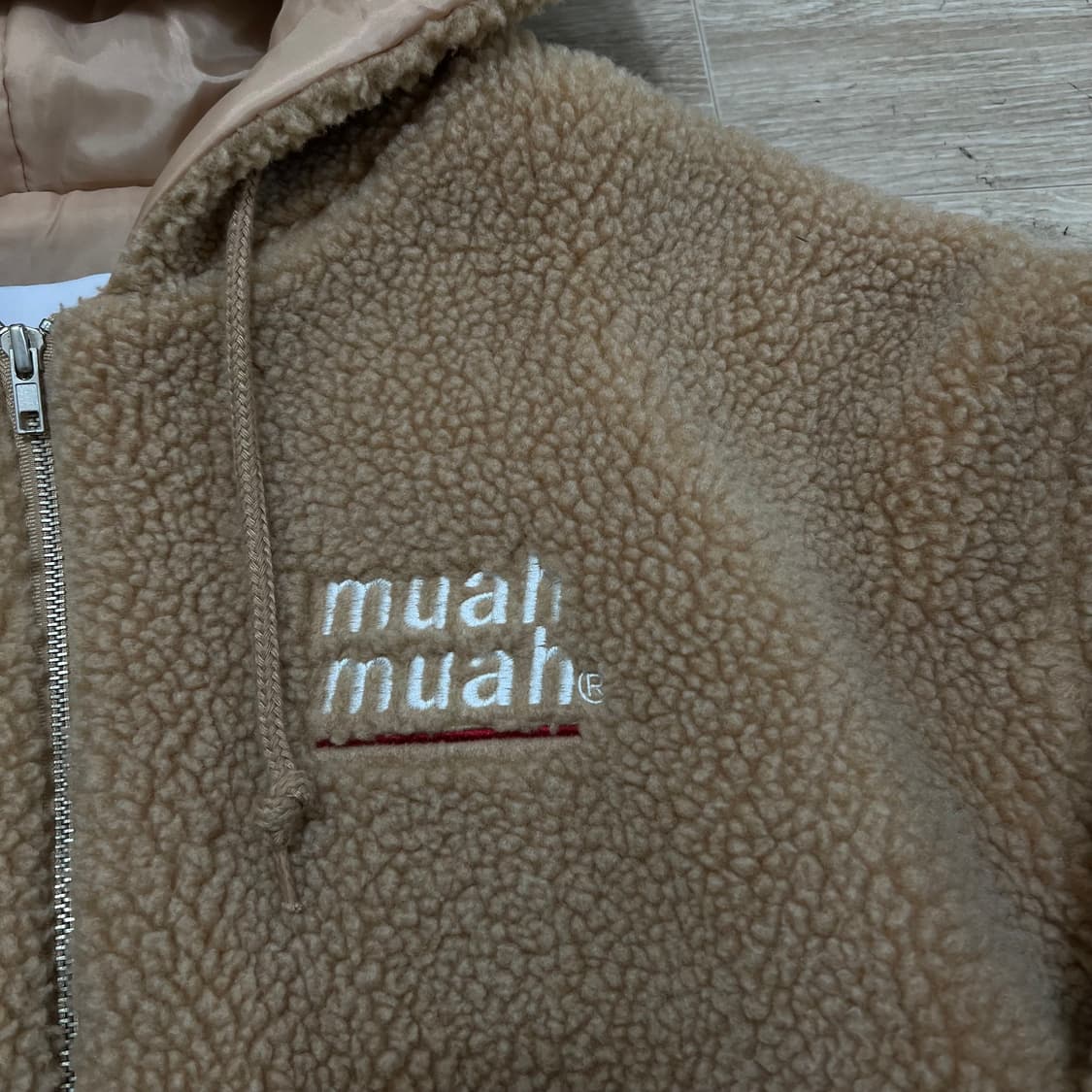 무아무아 양털 뽀글이 후리스 후드자켓 [베이지] M/95 상품이미지4