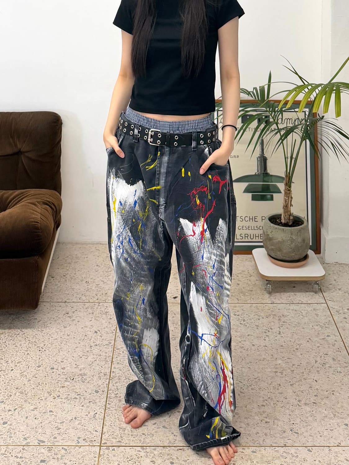 90s'커스텀 디키즈 워크팬츠 회색 상품이미지1