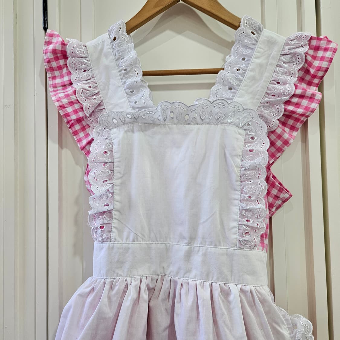 핑크 체크 에이프런 원피스 상품이미지3