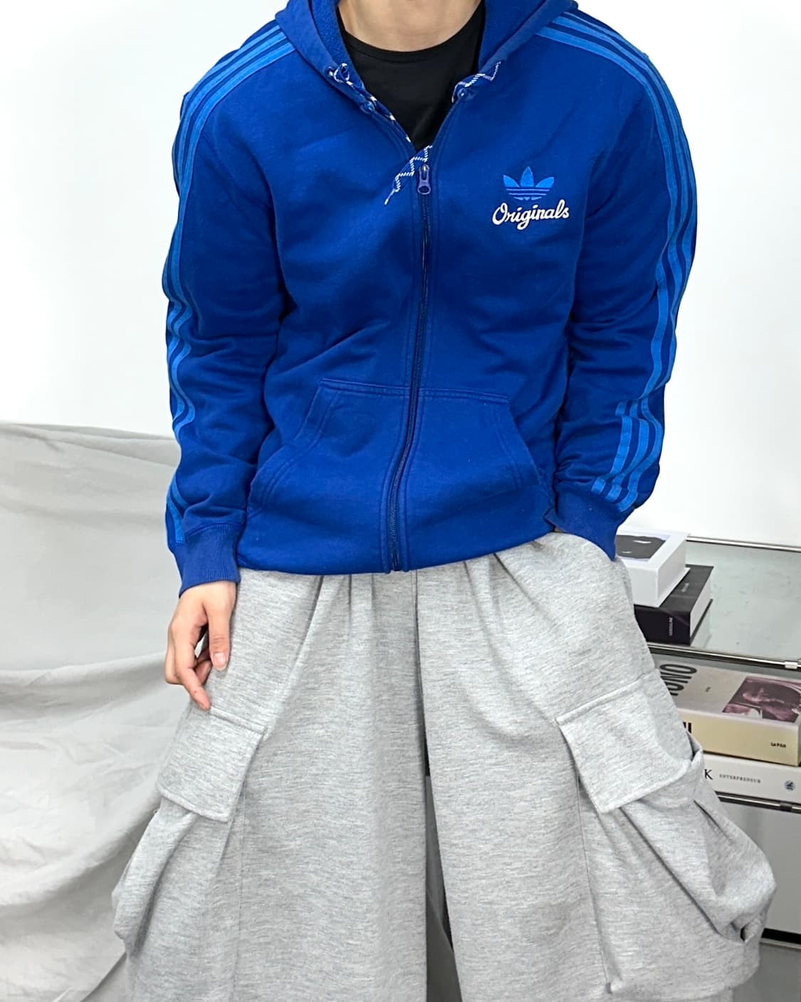 아디다스 오리지널 블루 후드집업 L 상품이미지2
