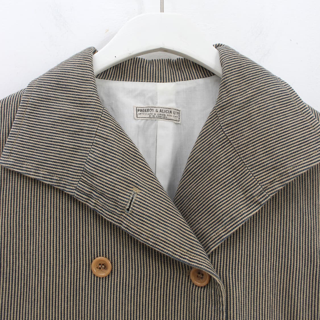 일본 빈티지 페이지보이 앤 알리시아 스트라이프 코튼 더블 자켓 상품이미지2