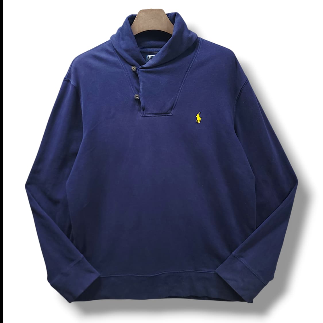 [2XL] 폴로 블루 숄카라 투버튼 스웻셔츠 상품이미지1