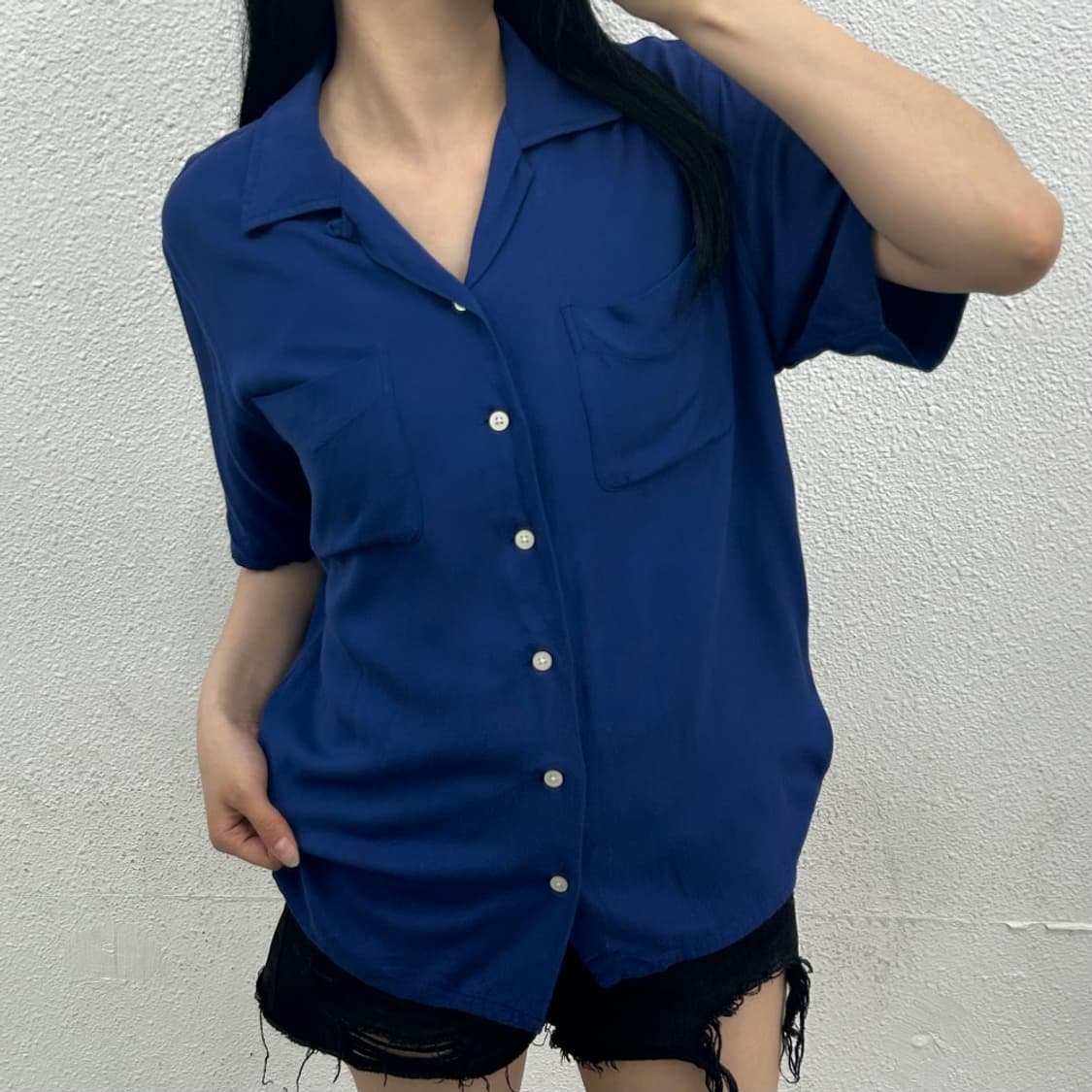 폴로 랄프로렌 피쉬 블루 카라 코튼셔츠 S 상품이미지1