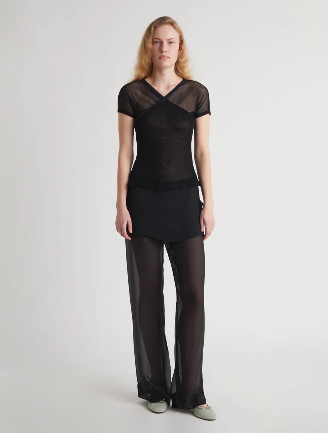 [34,36,48]팔로마울 Silk Archive 스커트 팬츠/블랙 상품이미지2