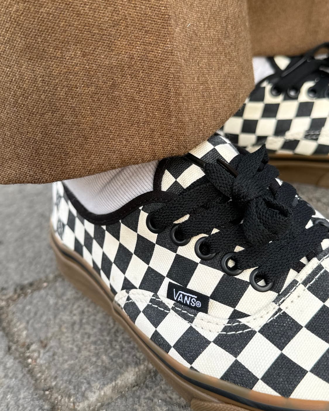 반스 어센틱 체커보드 블랙 화이트 US8.5 상품이미지9