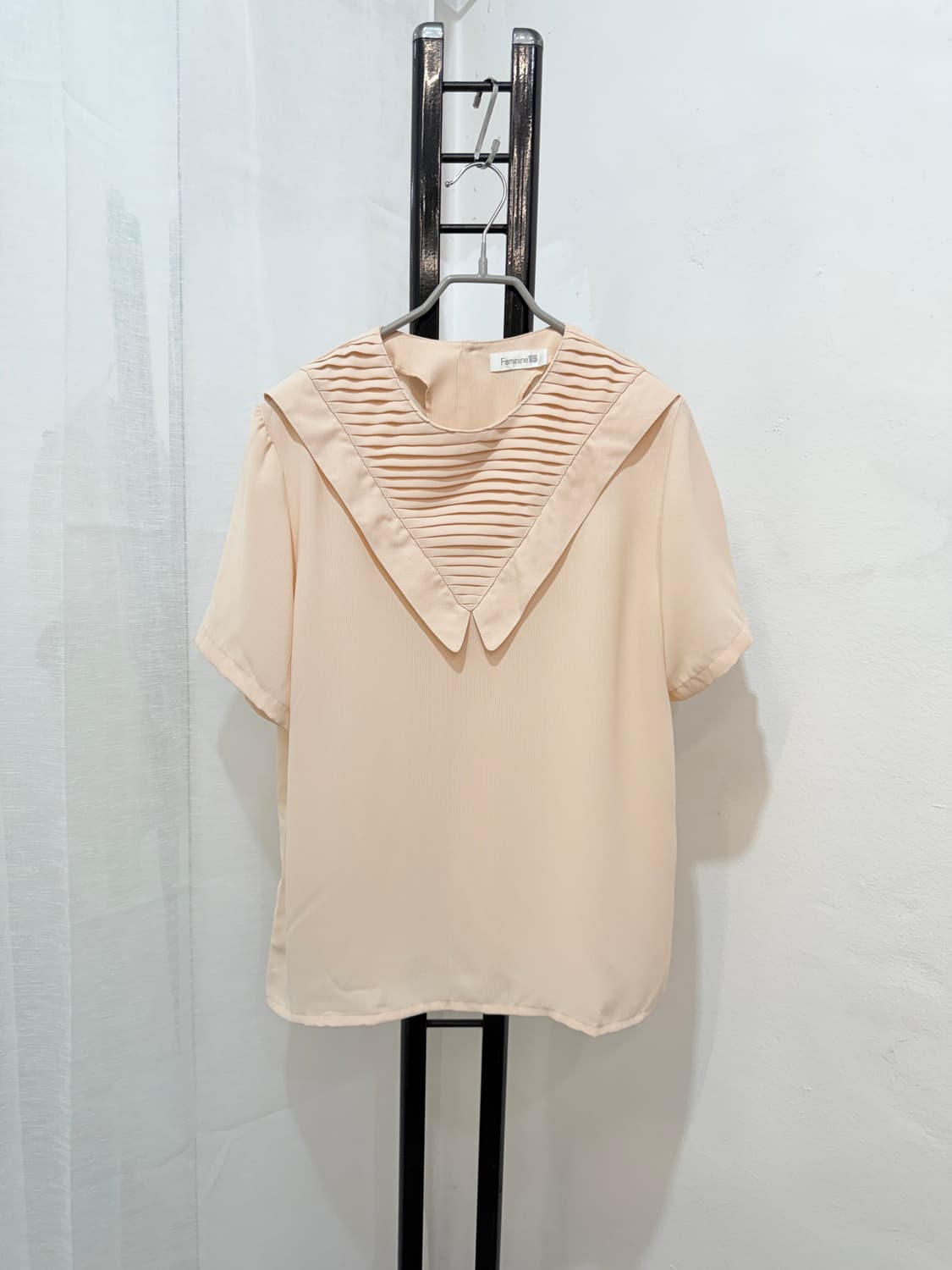 일본빈티지 플리츠 반팔블라우스 로맨틱 3512 상품이미지1