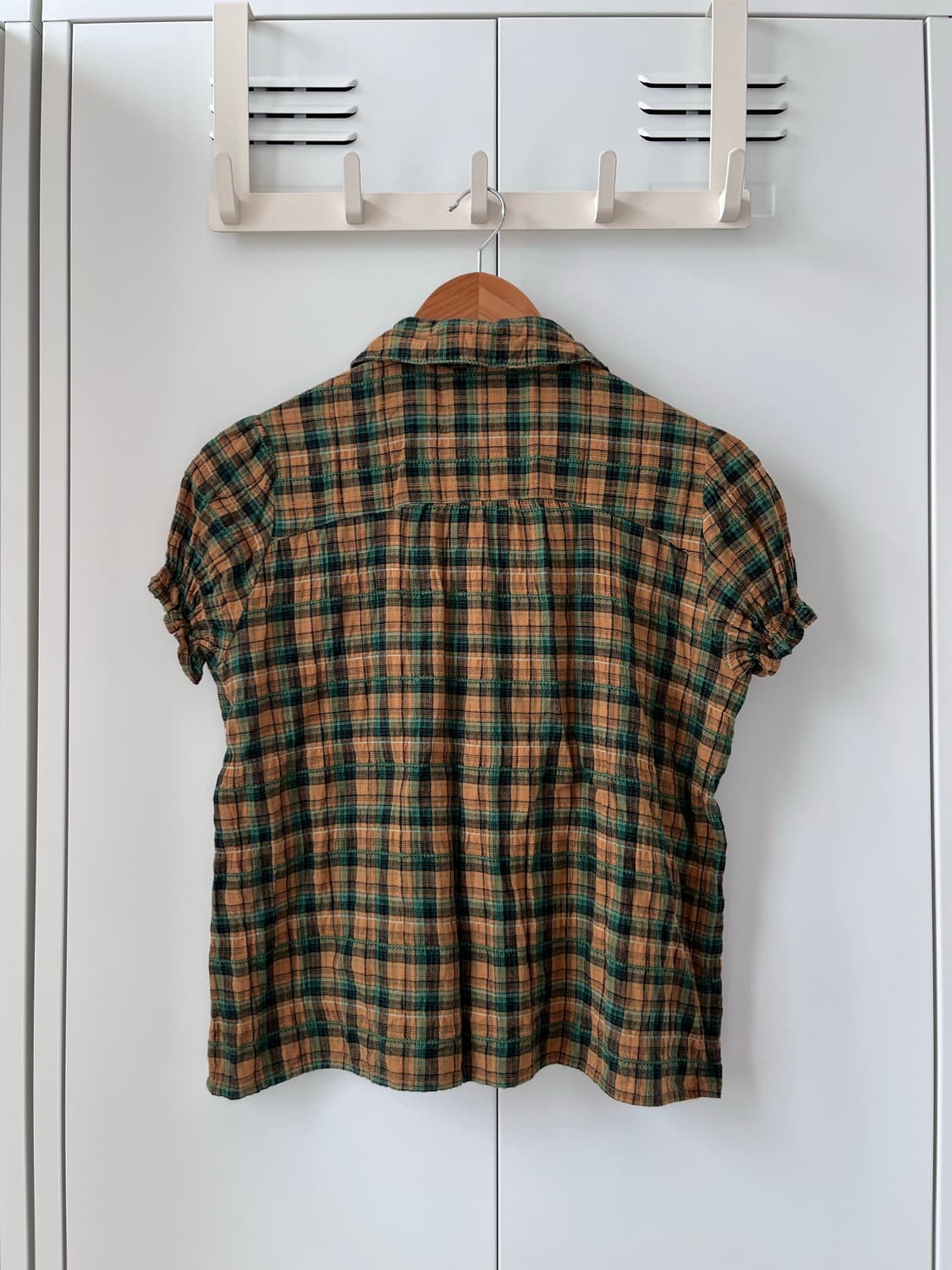 Joky gal 체크 셔링 반팔 블라우스  상품이미지10