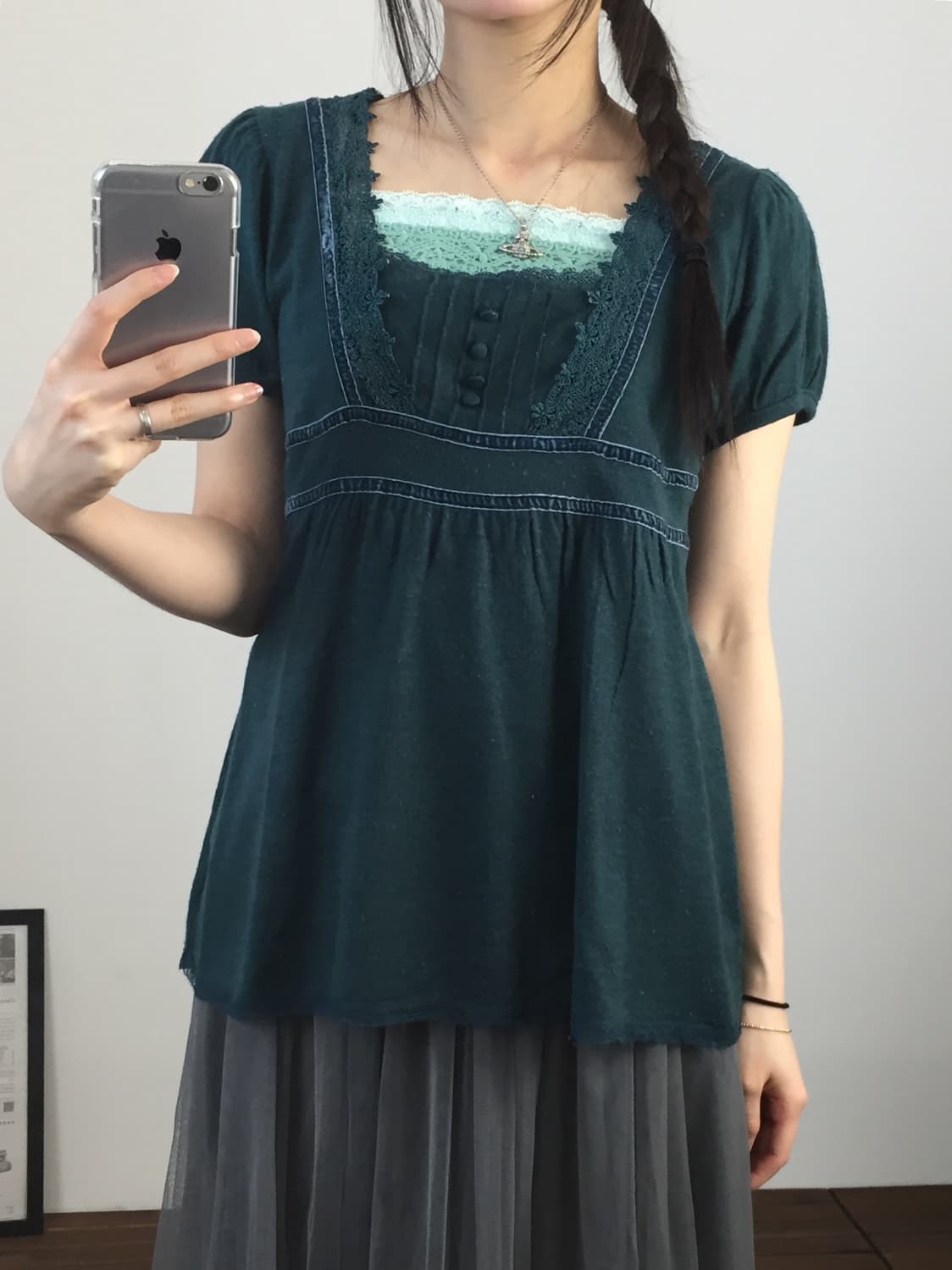 Jpn Mori Girl Lace Trim Blouse 상품이미지2