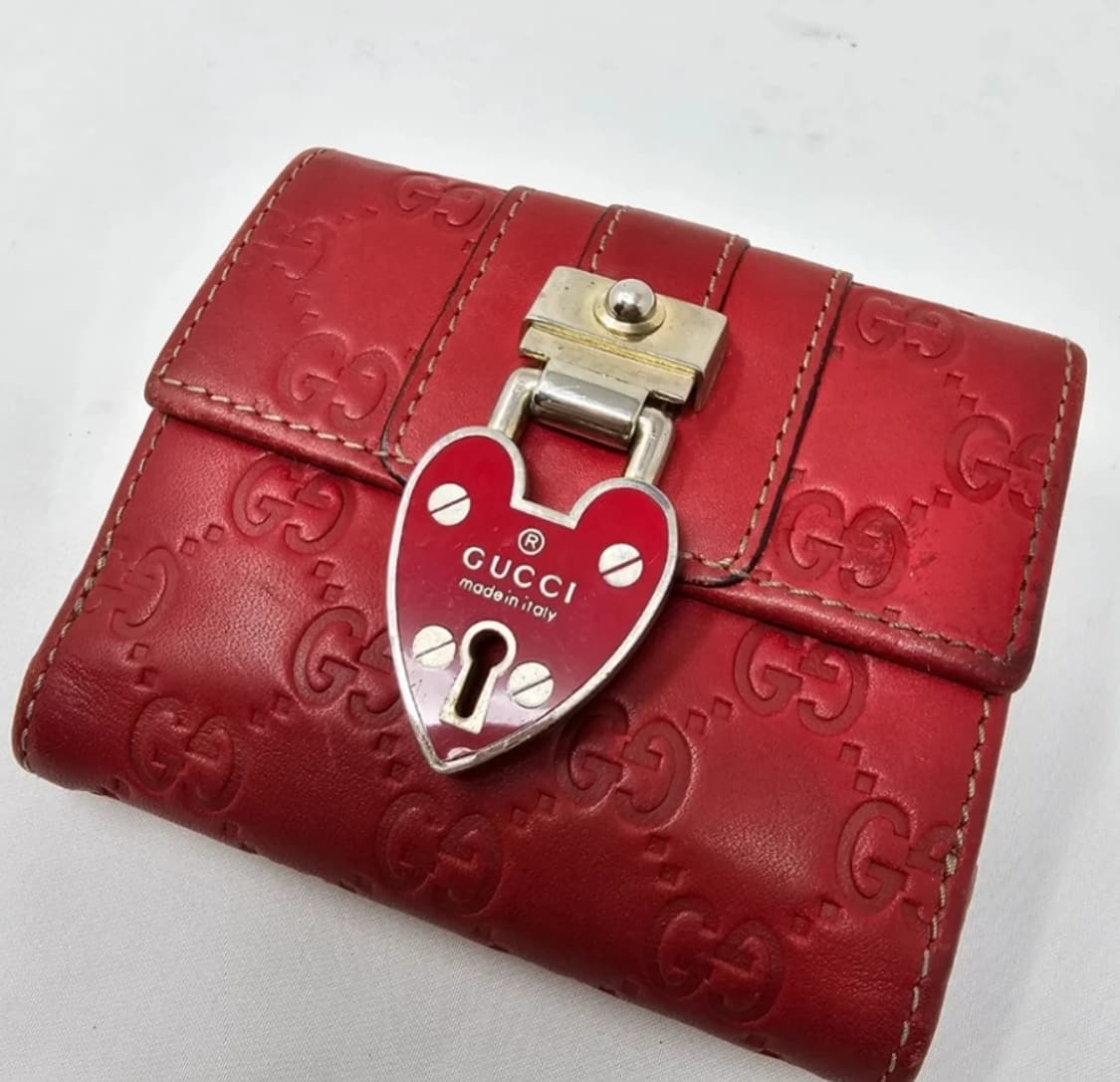 구찌 시마 하트 자물쇠 반지갑 레드 상품이미지1