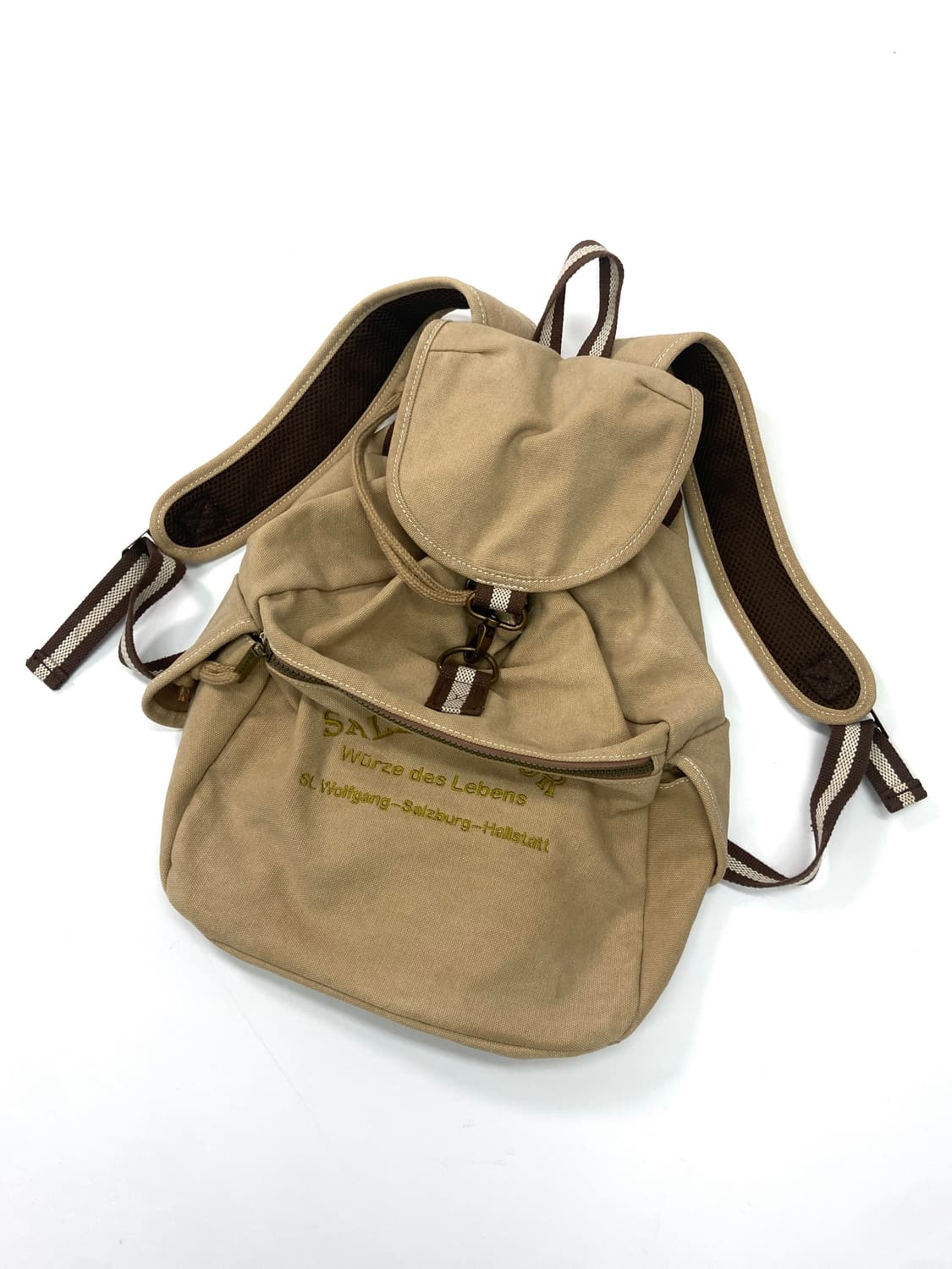 Vintage Beige Canvas Backpack 상품이미지3