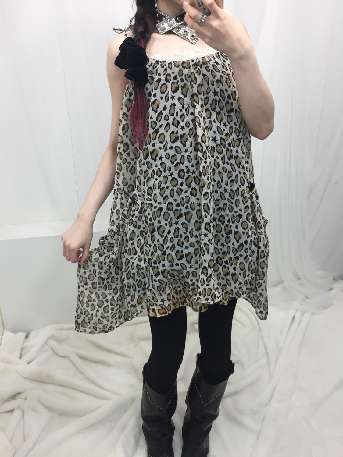 큐빅 포켓 호피 나시 원피스 🐆  상품이미지2