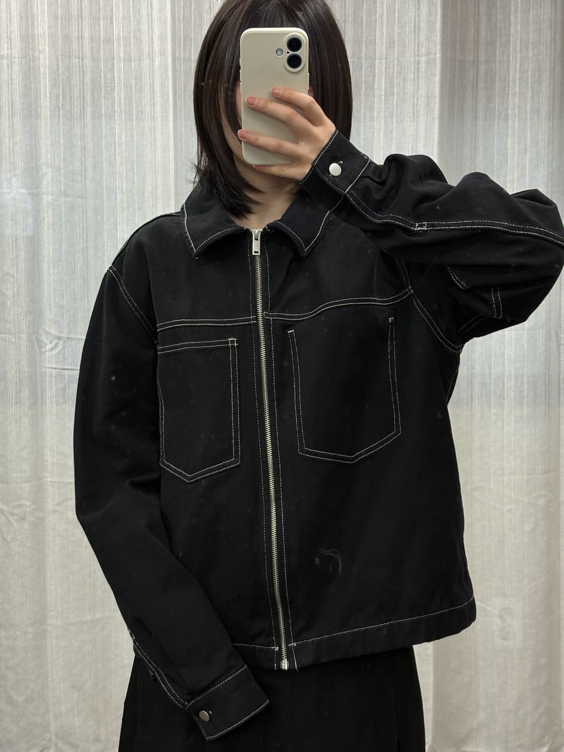 자라 블랙 스티치 코튼 자켓 상품이미지1