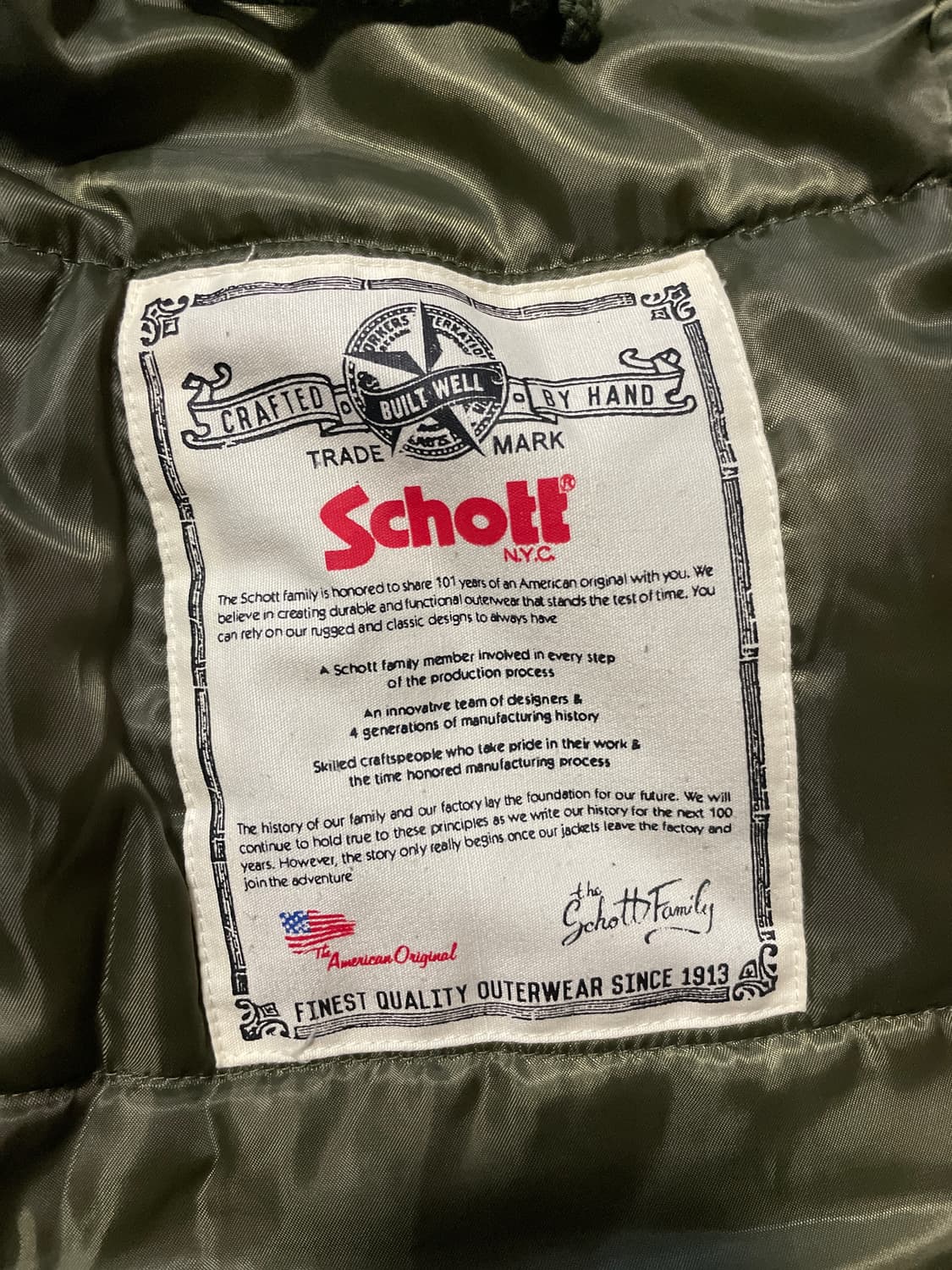 Schott 쇼트 N3B 밀리터리 야상 파카 자켓 올리브(클리닝O) 상품이미지9