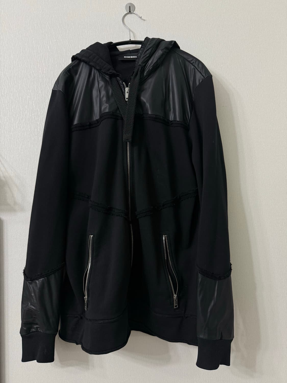 [L] DIESEL 디젤 블랙 후드집업 상품이미지1
